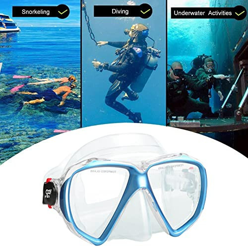 Snorkel Diving Mask Panoramic HD Swim Mask, Anti-Fog Scuba Diving Goggles,Tempered Glass Dive Mask Adult Youth Swim Goggles with Nose Cover for Diving, Snorkeling, Swimming - 6