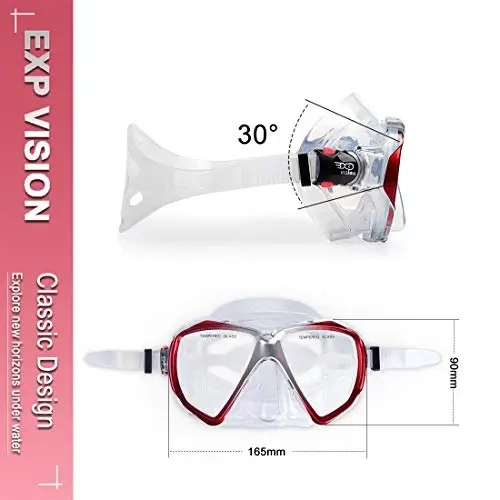 Snorkel Diving Mask Panoramic HD Swim Mask, Anti-Fog Scuba Diving Goggles,Tempered Glass Dive Mask Adult Youth Swim Goggles with Nose Cover for Diving, Snorkeling, Swimming - 4