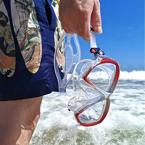 Snorkel Diving Mask Panoramic HD Swim Mask, Anti-Fog Scuba Diving Goggles,Tempered Glass Dive Mask Adult Youth Swim Goggles with Nose Cover for Diving, Snorkeling, Swimming 