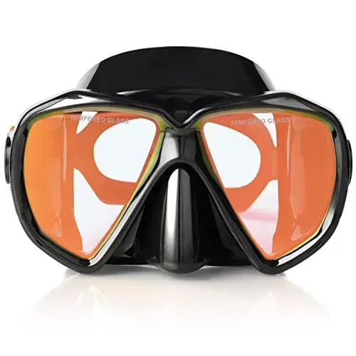 Snorkel Diving Mask Panoramic HD Swim Mask, Anti-Fog Scuba Diving Goggles,Tempered Glass Dive Mask Adult Youth Swim Goggles with Nose Cover for Diving, Snorkeling, Swimming 