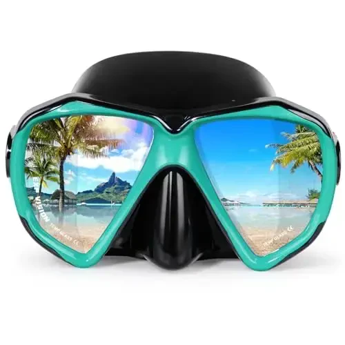 Snorkel Diving Mask Panoramic HD Swim Mask, Anti-Fog Scuba Diving Goggles,Tempered Glass Dive Mask Adult Youth Swim Goggles with Nose Cover for Diving, Snorkeling, Swimming - 1