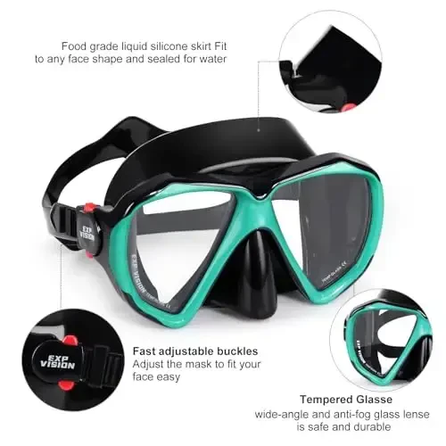 Snorkel Diving Mask Panoramic HD Swim Mask, Anti-Fog Scuba Diving Goggles,Tempered Glass Dive Mask Adult Youth Swim Goggles with Nose Cover for Diving, Snorkeling, Swimming - 4