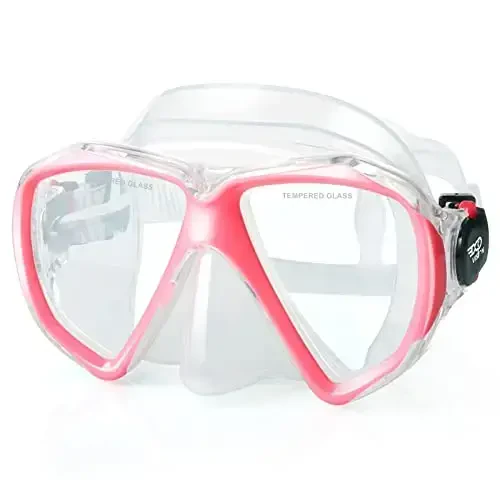 Snorkel Diving Mask Panoramic HD Swim Mask, Anti-Fog Scuba Diving Goggles,Tempered Glass Dive Mask Adult Youth Swim Goggles with Nose Cover for Diving, Snorkeling, Swimming - 4