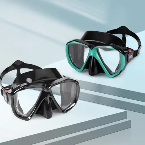 Snorkel Diving Mask Panoramic HD Swim Mask, Anti-Fog Scuba Diving Goggles,Tempered Glass Dive Mask Adult Youth Swim Goggles with Nose Cover for Diving, Snorkeling, Swimming - EXP VISION