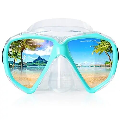 Snorkel Diving Mask Panoramic HD Swim Mask, Anti-Fog Scuba Diving Goggles,Tempered Glass Dive Mask Adult Youth Swim Goggles with Nose Cover for Diving, Snorkeling, Swimming - EXP VISION