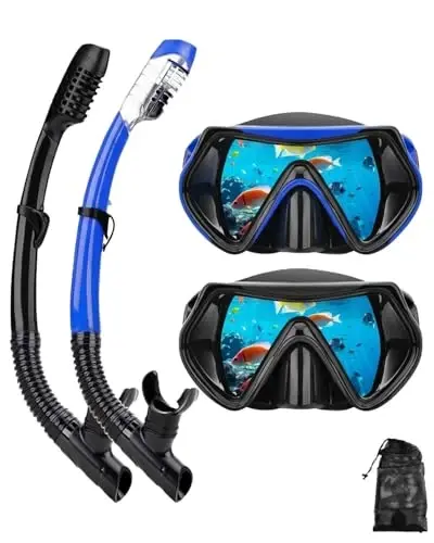 Snorkel mask kattalar uchun snorkeling to'plami va yoshlar, sho'ng'in maskasi va to'liq quruq snorkel suzish ko'zoynaklari snorkeling, sho'ng'in sho'ng'in, suzish uchun mos keladi 