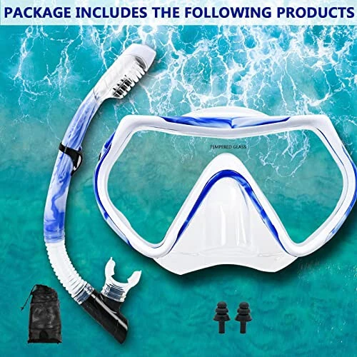 Snorkel Mask Snorkeling Set for Adults and Youth, Diving mask and Full Dry Snorkel Swim Googles is Suitable for Snorkeling, Dive Scuba Diving, Swimming - 6