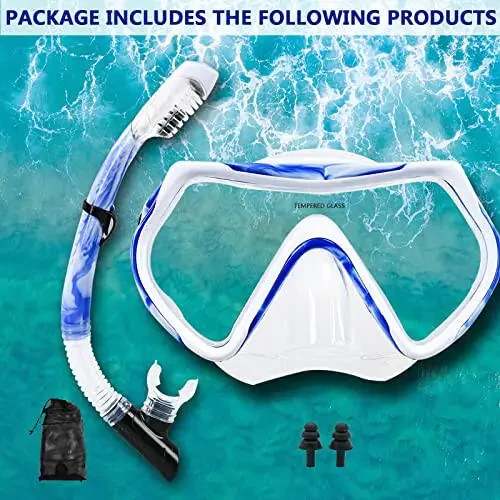 Snorkel Mask Snorkeling Set for Adults and Youth, Diving mask and Full Dry Snorkel Swim Googles is Suitable for Snorkeling, Dive Scuba Diving, Swimming - 6