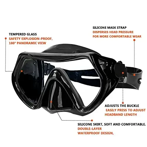 Snorkel mask Snorkeling Set for Adults and Youth, Diving mask and Full Dry Snorkel Swim Googles is Suitable for Snorkeling, Dive Scuba Diving, Swimming - DIPUKI (1)