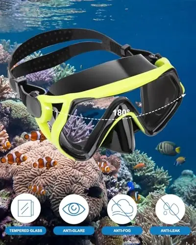 Snorkel mask Snorkeling Set for Adults and Youth, Diving mask and Full Dry Snorkel Swim Googles is Suitable for Snorkeling, Dive Scuba Diving, Swimming - DIPUKI (1)