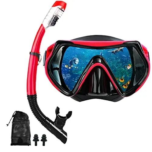 Snorkel mask Snorkeling Set for Adults and Youth, Diving mask and Full Dry Snorkel Swim Googles is Suitable for Snorkeling, Dive Scuba Diving, Swimming - 4