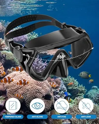 Snorkel mask Snorkeling Set for Adults and Youth, Diving mask and Full Dry Snorkel Swim Googles is Suitable for Snorkeling, Dive Scuba Diving, Swimming - 3
