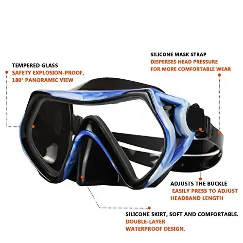 Snorkel mask Snorkeling Set for Adults and Youth, Diving mask and Full Dry Snorkel Swim Googles is Suitable for Snorkeling, Dive Scuba Diving, Swimming - 3