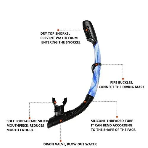 Snorkel mask Snorkeling Set for Adults and Youth, Diving mask and Full Dry Snorkel Swim Googles is Suitable for Snorkeling, Dive Scuba Diving, Swimming - 5