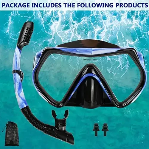 Snorkel mask Snorkeling Set for Adults and Youth, Diving mask and Full Dry Snorkel Swim Googles is Suitable for Snorkeling, Dive Scuba Diving, Swimming - 6