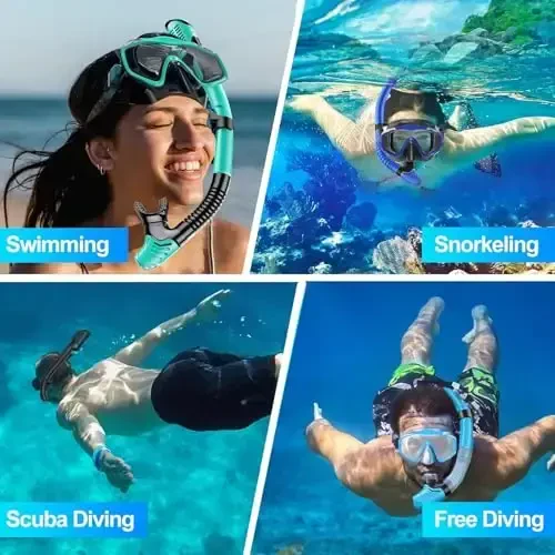 Snorkel Maska Kattalar Uchun, Quruq Snorkel To'plam, Kattalar Uchun Snorkelling Us kunlari, Panoramik Keng Ko'rinishli Suv Maska, Suvda Suzib Yuruvchi Snorkelling Dalish Suv Sayohati Uchun Snorkel - 6