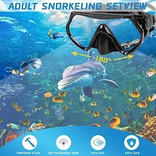 Snorkel maskasi Kattalar va yoshlar uchun snorkeling to'plami, diving maskasi va to'liq quruq snorkel suzish ko'zoynaklari snorkeling, dayving, suvga sho'ng'ish, suzish uchun mos keladi - 3