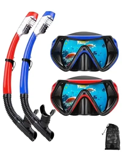 Snorkel maskasi Kattalar va yoshlar uchun snorkeling to'plami, diving maskasi va to'liq quruq snorkel suzish ko'zoynaklari Snorkeling, Dive Scuba Diving, Suzish uchun mos keladi 