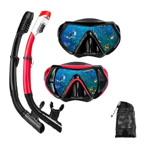 Snorkel maskasi Kattalar va yoshlar uchun snorkeling to'plami, sho'ng'in maskasi va to'liq quruq snorkel suzish ko'zoynaklari Snorkeling, sho'ng'in, suvga sho'ng'ish, suzish uchun mos keladi - DIPUKI