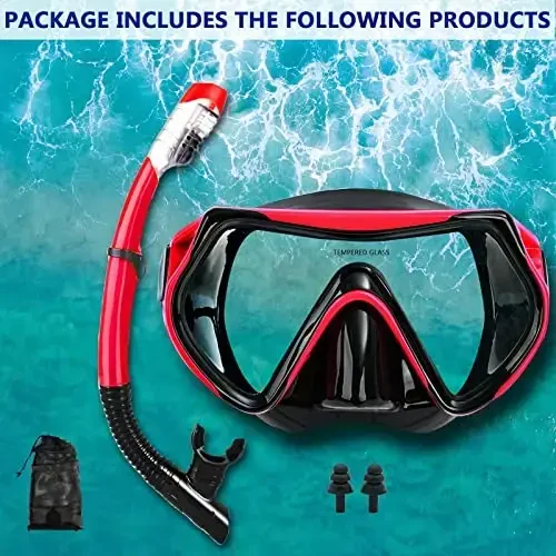 Snorkel maskasi Kattalar va yoshlar uchun snorkeling to'plami, sho'ng'in maskasi va to'liq quruq snorkel suzish ko'zoynaklari Snorkeling, sho'ng'in, suvga sho'ng'ish, suzish uchun mos keladi - 6