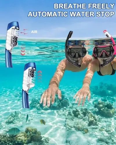 Snorkel maskasi Kattalar va yoshlar uchun snorkeling to'plami, sho'ng'in maskasi va to'liq quruq snorkel suzish ko'zoynaklari Snorkeling, sho'ng'in, suvga sho'ng'ish, suzish uchun mos keladi - 5