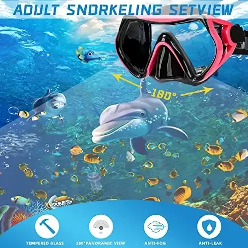 Snorkel maskasi Kattalar va yoshlar uchun snorkeling to'plami, suv osti niqobi va to'liq quruq snorkel suzish ko'zoynaklari snorkeling, sho'ng'in, suv ostida suzish, suzish uchun mos keladi - 2