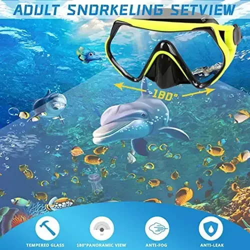 Snorkel maskasi Kattalar va yoshlar uchun snorkeling to'plami, suvga sho'ng'in maskasi va to'liq quruq snorkel suzish ko'zoynaklari snorkeling, sho'ng'in, suvga sho'ng'ish, suzish uchun mos keladi - 2