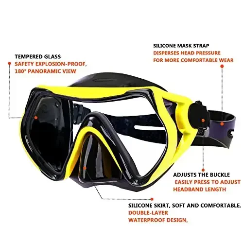 Snorkel maskasi Kattalar va yoshlar uchun snorkeling to'plami, suvga sho'ng'in maskasi va to'liq quruq snorkel suzish ko'zoynaklari snorkeling, sho'ng'in, suvga sho'ng'ish, suzish uchun mos keladi - 3