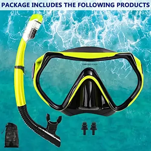 Snorkel maskasi Kattalar va yoshlar uchun snorkeling to'plami, suvga sho'ng'in maskasi va to'liq quruq snorkel suzish ko'zoynaklari snorkeling, sho'ng'in, suvga sho'ng'ish, suzish uchun mos keladi - 6