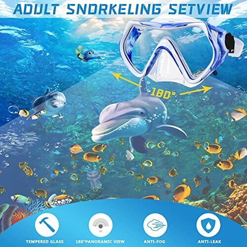 Snorkel mask Snorkeling Set for Adults and Youth, Diving mask and Full Dry Snorkel Swim Googles is Suitable for Snorkeling, Dive Scuba Diving, Swimming - DIPUKI (1)