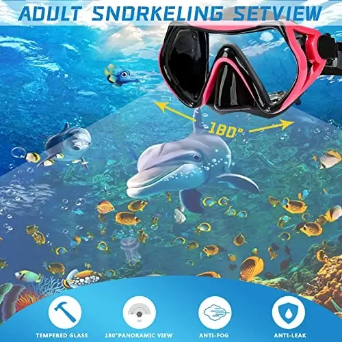 Snorkel mask Snorkeling Set for Adults and Youth, Diving mask and Full Dry Snorkel Swim Googles is Suitable for Snorkeling, Dive Scuba Diving, Swimming - DIPUKI (1)
