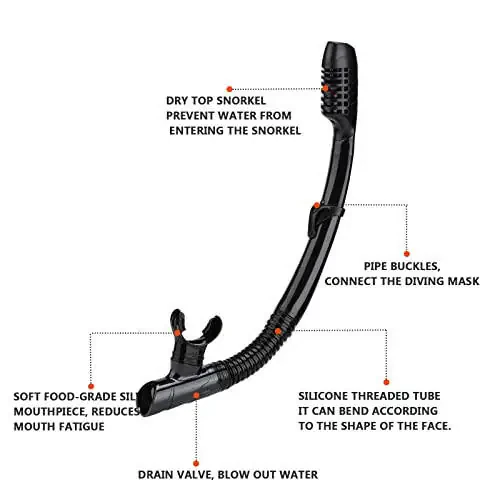 Snorkel niqobi, kattalar va yoshlar uchun Snorkeling to'plami, Sho'ng'in niqobi va to'liq quruq Snorkel suzish ko'zoynaklari Snorkeling, sho'ng'in, skuba sho'ng'in, suzish uchun mos keladi - 5