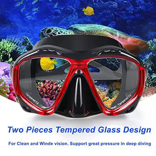 Snorkeling Diving Mask Panoramic HD Swim Mask, Anti-Fog Scuba Diving Goggles,Tempered Glass Dive Mask Adult Youth Swim Goggles with Nose Cover for Diving, Snorkeling, Swimming - 2