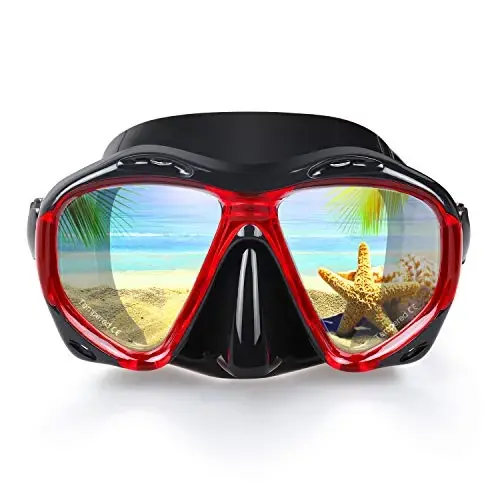 Snorkeling Diving Mask Panoramic HD Swim Mask, Anti-Fog Scuba Diving Goggles,Tempered Glass Dive Mask Adult Youth Swim Goggles with Nose Cover for Diving, Snorkeling, Swimming - EXP VISION