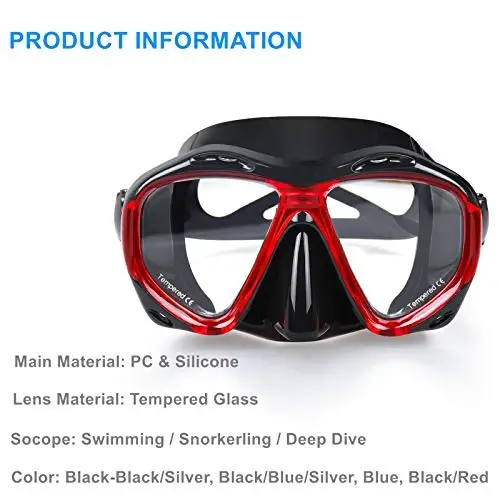 Snorkeling Diving Mask Panoramic HD Swim Mask, Anti-Fog Scuba Diving Goggles,Tempered Glass Dive Mask Adult Youth Swim Goggles with Nose Cover for Diving, Snorkeling, Swimming - 5