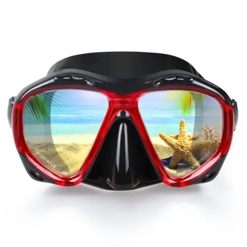 Snorkeling Diving Mask Panoramic HD Swim Mask, Anti-Fog Scuba Diving Goggles,Tempered Glass Dive Mask Adult Youth Swim Goggles with Nose Cover for Diving, Snorkeling, Swimming 