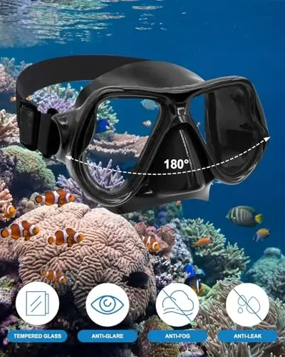 Snorkeling Gear for Adults, Dry-Top Snorkel Mask Set, Anti-Fog Scuba Diving Snorkle mask Set Adult Youth, Panoramic Wide View Dive mask, Adjustable Swimming Diving Snorkeling Packages - 4