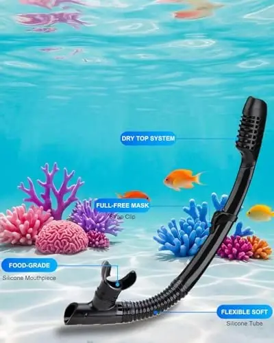 Snorkeling Gear for Adults, Dry-Top Snorkel Mask Set, Anti-Fog Scuba Diving Snorkle mask Set Adult Youth, Panoramic Wide View Dive mask, Adjustable Swimming Diving Snorkeling Packages - 6