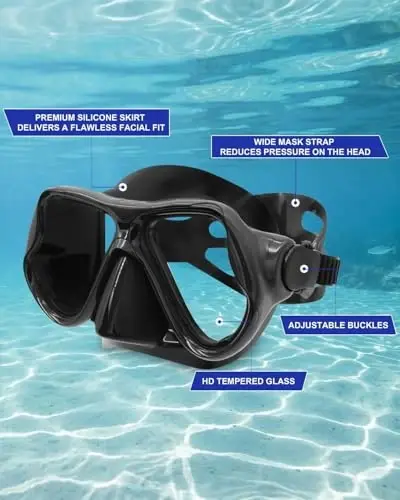 Snorkeling Gear for Adults, Dry-Top Snorkel Mask Set, Anti-Fog Scuba Diving Snorkle mask Set Adult Youth, Panoramic Wide View Dive mask, Adjustable Swimming Diving Snorkeling Packages - 4