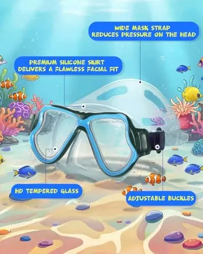 Snorkeling Gear for Adults Kids, Dry-Top Snorkel Mask Set, Anti-Fog Scuba Diving Snorkle mask Set Adult Youth, Dive mask, Adjustable Swimming Diving Snorkeling Packages - 3