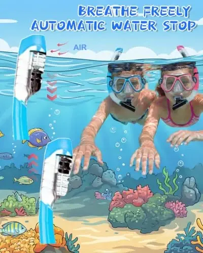Snorkeling Gear for Adults Kids, Dry-Top Snorkel Mask Set, Anti-Fog Scuba Diving Snorkle mask Set Adult Youth, Dive mask, Adjustable Swimming Diving Snorkeling Packages - 4