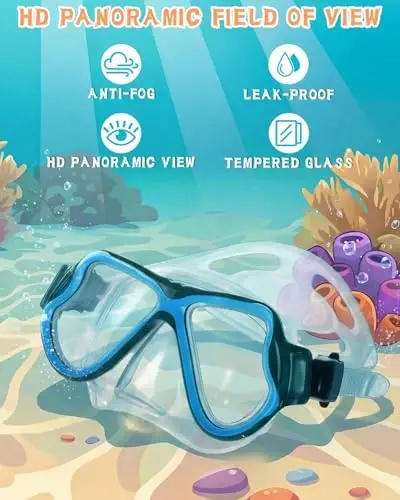 Snorkeling Gear for Adults Kids, Dry-Top Snorkel Mask Set, Anti-Fog Scuba Diving Snorkle mask Set Adult Youth, Dive mask, Adjustable Swimming Diving Snorkeling Packages - DIPUKI (1)
