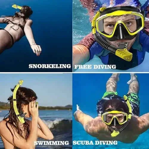 Snorkeling Gear for Adults,Dry-Top Snorkel Set with Tempered Glass,Anti-Fog & Anti-Leak Panoramic Swim Mask, Adjustable Snorkel Kit with Carry Bag for Scuba Diving, Swimming,Travel - 7