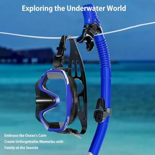 Snorkeling Gear for Adults,Dry-Top Snorkel Set with Tempered Glass,Anti-Fog & Anti-Leak Panoramic Swim Mask, Adjustable Snorkel Kit with Carry Bag for Scuba Diving, Swimming,Travel - 5