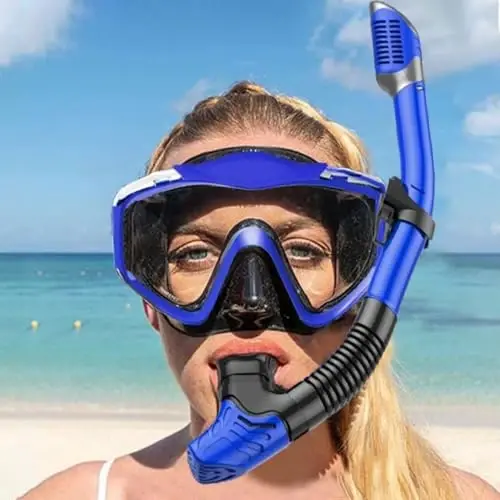 Snorkeling Gear for Adults,Dry-Top Snorkel Set with Tempered Glass,Anti-Fog & Anti-Leak Panoramic Swim Mask, Adjustable Snorkel Kit with Carry Bag for Scuba Diving, Swimming,Travel - 6
