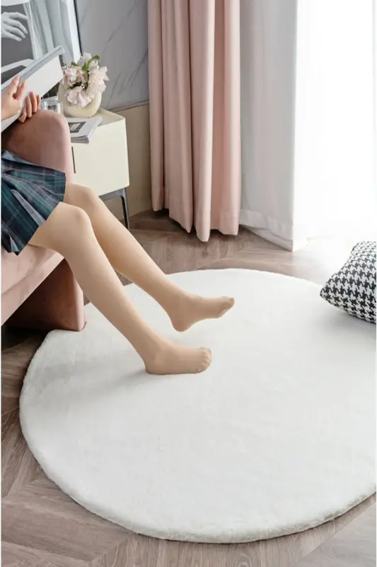 Snow White Fur Weave Carpet Plush Rabbit Hair Feeling Antibacterial-Snow White - ALGORAND HOME