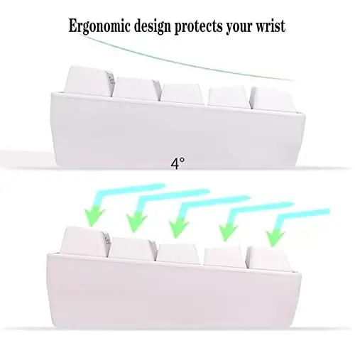 Snpurdiri 60% Wired Gaming Keyboard, 61 Keys RGB Backlit Wrist Rest Ultra-Compact Mini Waterproof Keyboard for PC Computer Gamer (White) - 5