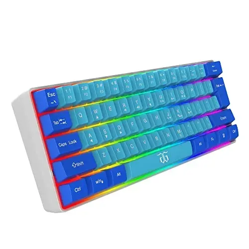 Snpurdiri 60% Wired Gaming Keyboard, RGB Ultra-Compact Mini Keyboard, Waterproof Mechanical Feeling Small Keyboard for PC/Mac Gamer, Typist, Travel, Easy to Carry on Business Trip (Blue-Wathet) - 1