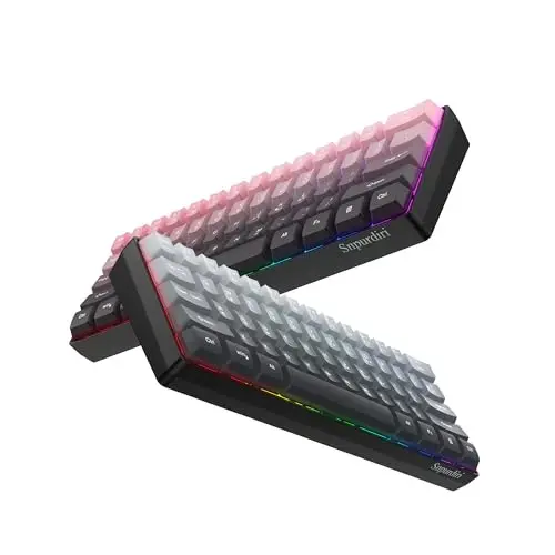 Snpurdiri 60% Wired Gaming Keyboard, 61 Keys RGB Backlit Ultra-Compact Small Gaming Keyboard, for PC/Mac Gamer, Typist, Travel, Easy to Carry on Business Trip (Grey-Black) - 2