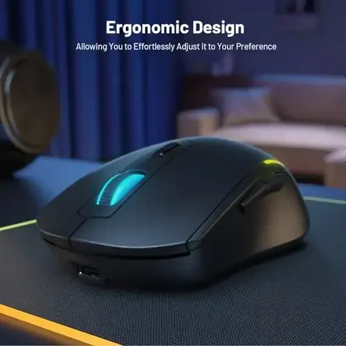 Snpurdiri 60% Simsiz O'yin Klaviaturasi va Sichqoncha Kombosu, LED Orqa Yoritishli Qayta Zaryadlanadigan 2000mAh Batareya, Kichik Membran Ammo Mexanik Klaviatura + O'yin uchun Mashhur RGB Sichqonchalar, Biznes Ofis - 5